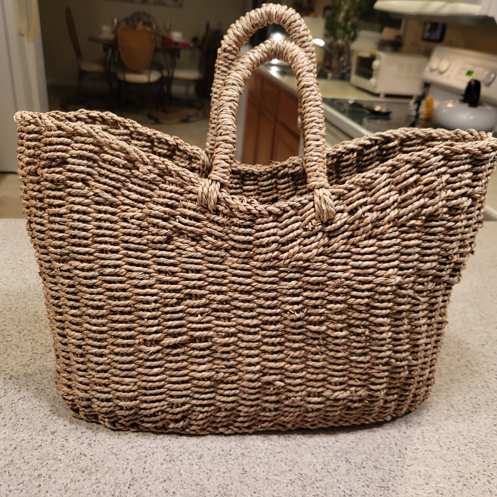 Magnolia Target rattan wicker market tote NWOT